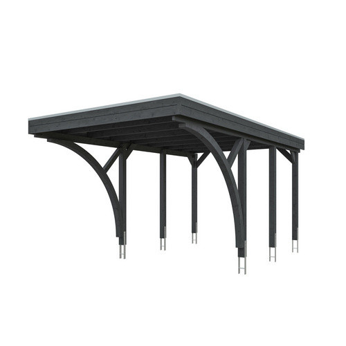 SKANHOLZ Carport Friesland aus Fichte mit zwei Einfahrtsbögen und Flachdach in Schiefergrau, B: 320 cm, T: 555 cm - Bild 3