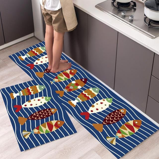 Yiran Furniture Anti-Rutsch Küchenmatte mit Cartoon-Tier-Motiv, Saugfähige Fußmatte für Küche, Wohnzimmer oder Badezimmer, Mehrfarbig, B: 60 cm, T: 40 cm - Bild 1
