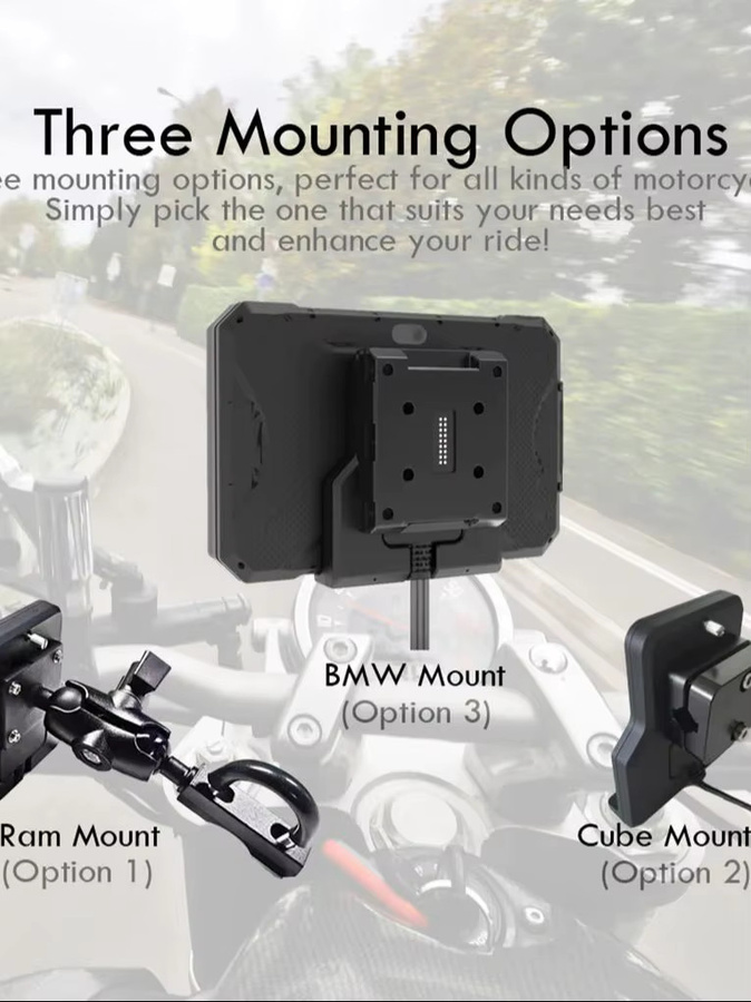 RICOEL 7-Zoll CarPlay Motorrad-Navigationssystem mit Bluetooth und GPS in Schwarz - Bild 4