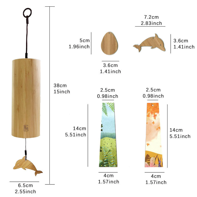 Tooarts Seek Wind Bambus-Windspiel Dm Chord in Beige als Meditations-Windglocke für Garten und Terrasse - Bild 5