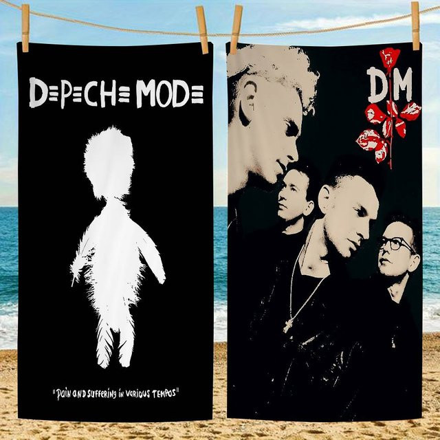 D-Depeche Mod Personalisierbares Strandtuch für Mädchen aus Mikrofaser, schnelltrocknend und sandfrei, Mehrfarbig - Bild 1