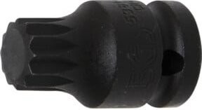 BGS Kraft-Bit-Einsatz 5381-M18 in Schwarz mit Innenvierkant 12,5 mm (1/2") und Innenvielzahn für XZN M18 - Bild 1