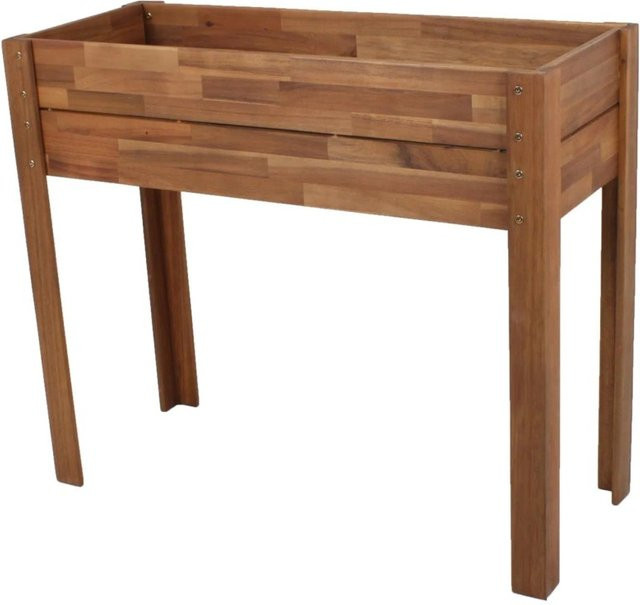 DELUKE Hochbeet ROBERT aus Akazie in Braun für Garten, Balkon und Terrasse, B/T/H: 84 x 40 x 40 cm - Bild 1