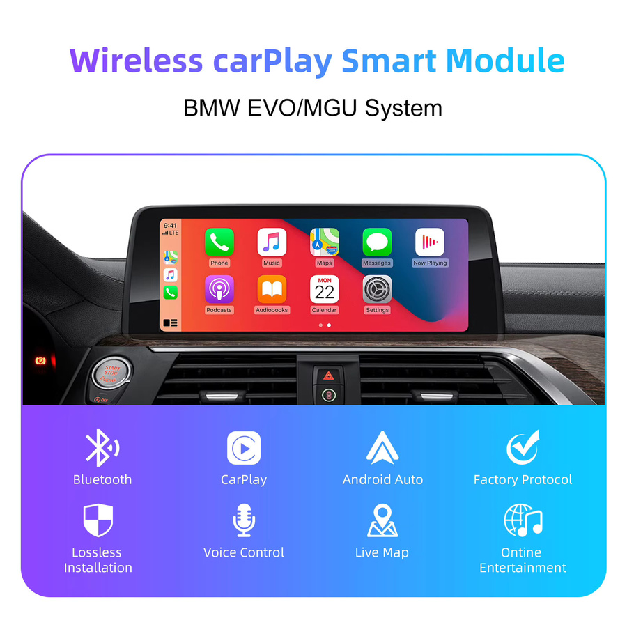 LEXXSON Wireless CarPlay und Android Auto Retrofit Kit Decoder Box für BMW EVO MGU ID5 ID6 ID7 Systeme mit Wi-Fi - Bild 2
