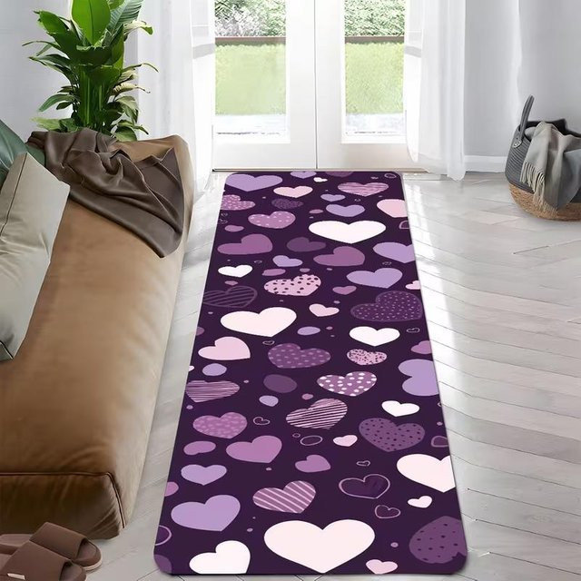 Bunter Herzstein Läufer Teppich im Boho Stil von Lodestar, Multicolor, B/T: 40 x 120 cm - Bild 1