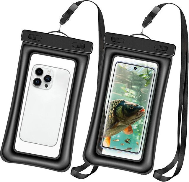 Fomscvka IPX8 Universelle Wasserdichte Handy-Schutzhülle in Schwarz mit Trageband für iPhone, Huawei und Realme - Bild 1