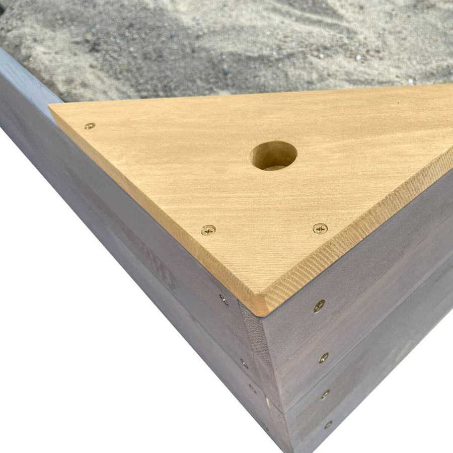 AXI Sandkasten Kelly aus Hemlock-Holz mit Bank in Grau Braun, B/T/H: 115 x 21,8 x 180 cm - Bild 3
