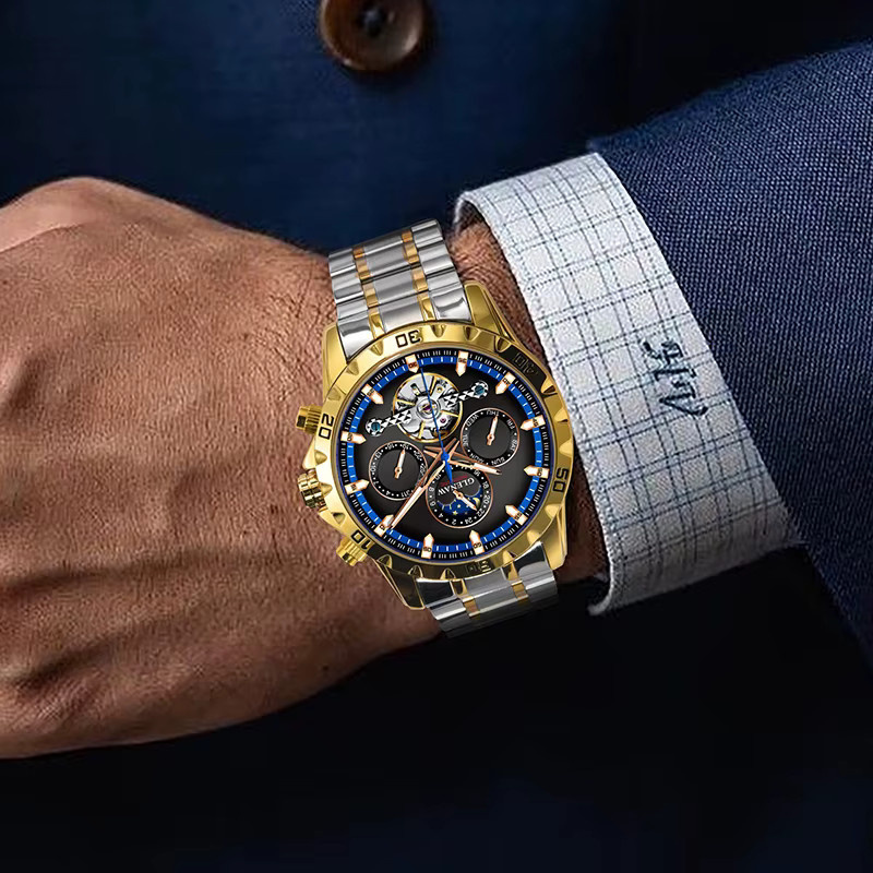 GLENAW Armbanduhr mechanisch, Edelstahl, Schwarz, Herren - Bild 5
