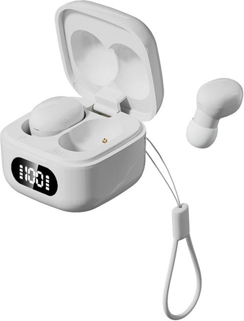 Andoer Kabellose In-Ear Bluetooth-Ohrhörer mit Leistungsanzeige und Lanyard in Weiß - Bild 1