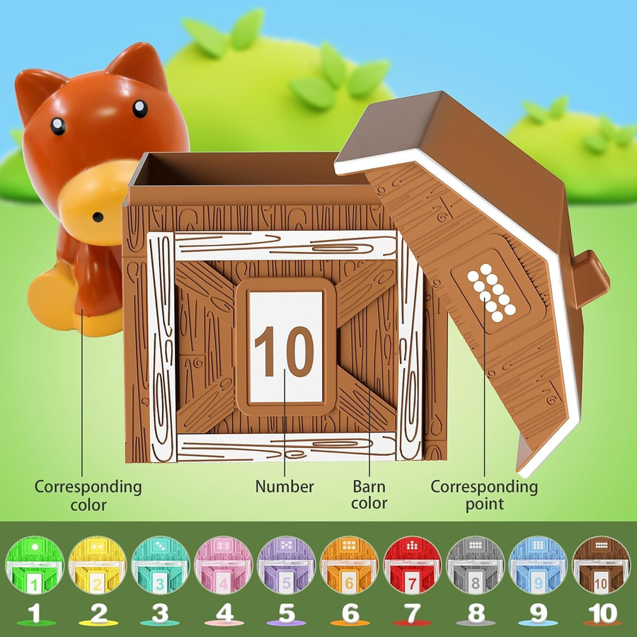 BizyKoady Montessori-Spielzeug Bauernhoftiere und Haus, Regenbogen-Fingerpuppe, ab 3 Jahren - Bild 2