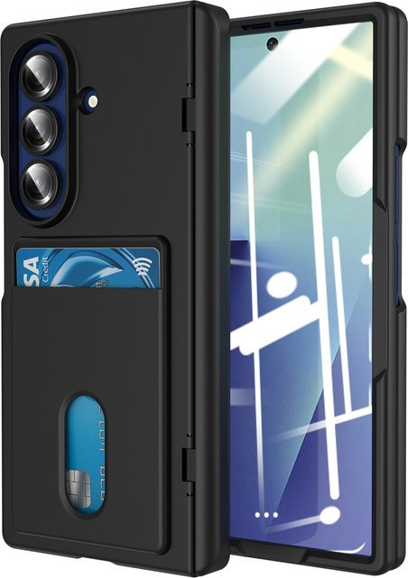 Stoßfeste Hartschalenhülle mit Kartenhalter und Scharnierschutz für Samsung Galaxy Z Fold 7 5G in Schwarz oder Pink - Bild 1