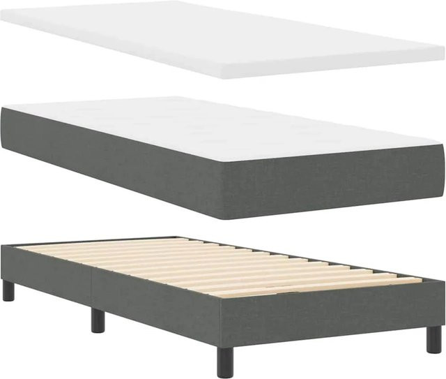 vidaXL Boxspringbett mit Matratze in Dunkelgrau, B/T/H: 100 x 200 cm - Bild 1
