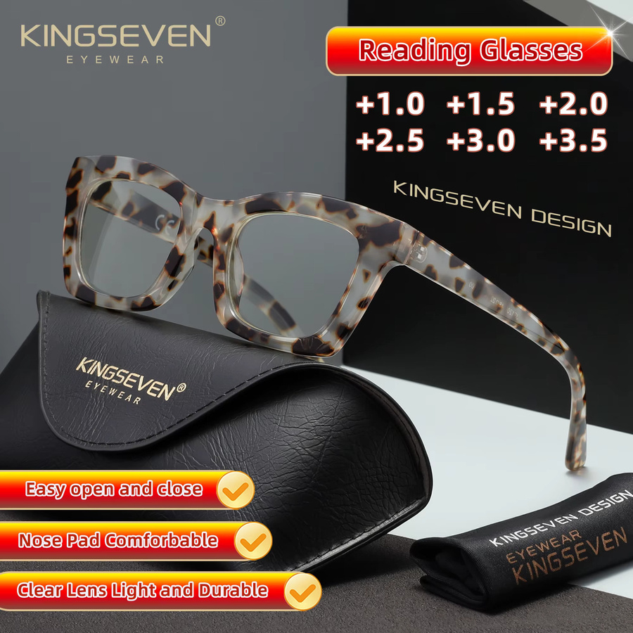 KINGSEVEN Lesebrille, quadratisch, Vollrand, braun, Unisex - Bild 1