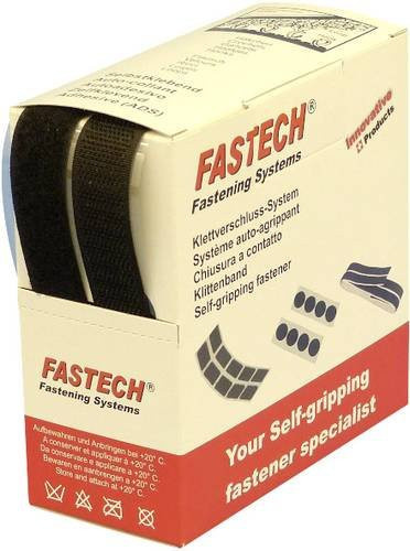 FASTECH B20-SKL999905 Klettband zum Aufkleben mit Hotmelt-Haftung, Schwarz, Länge: 5000 mm, Breite: 20 mm - Bild 1