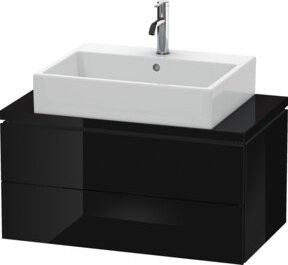 Duravit Waschtischunterschrank Compact L-Cube in Schwarz Hochglanz mit 2 Schubkästen, B: 82 cm, T: 47,7 cm, H: 40 cm - Bild 1