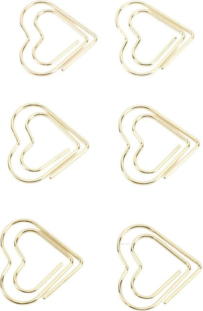 KaiSai 100 Stück Herzförmige Büroklammern aus Metall in Gold und Beige zur Dokumentenorganisation - Bild 1