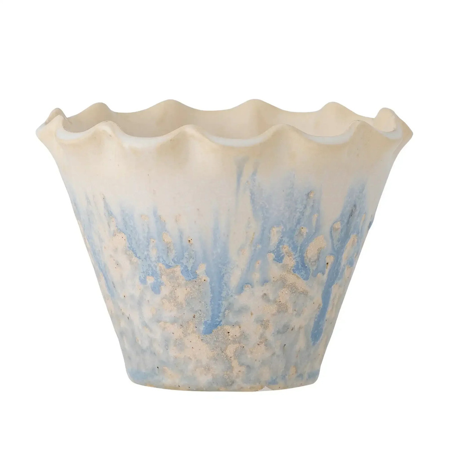 Bloomingville Blumentopf Bertha aus Keramik in Blau und Beige, Höhe: 14 cm, Breite: 14 cm, Tiefe: 10,5 cm - Bild 1