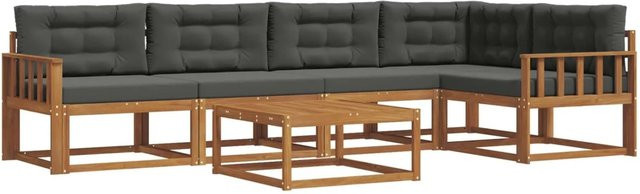 vidaXL Outdoor-Sofagarnitur 6-teilig aus Akazienholz mit Kissen in Anthrazit und Braun - Bild 1