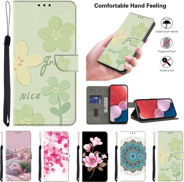 Magnetische Leder-Flip-Hülle für Samsung Galaxy A03S A04S A05S A12 A13 A14 A15 A16 A20E A21S A22 4G/5G als Brieftasche in Grün - Bild 1