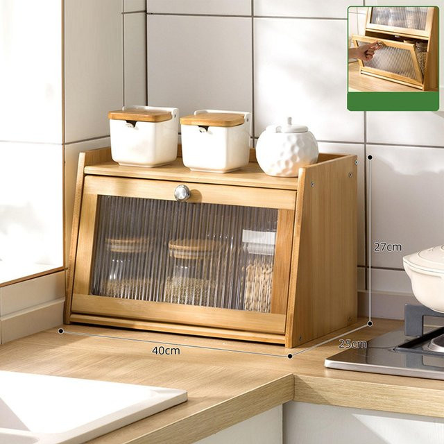 Aimo Gewürzorganizer aus Bambus mit Tür und 2 Ebenen, beige, B/T/H: 40 x 25 x 27 cm - Bild 1