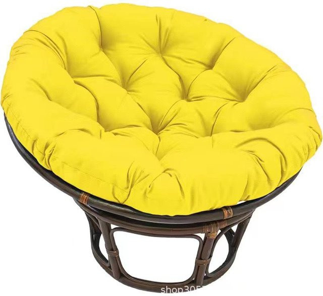 HomeHarmony Rundes Hängesessel-Kissen-Set in Gelb mit verdicktem Kissen und Rückenlehne für Schaukel- und Korbstühle, Durchmesser: 50 cm - Bild 1