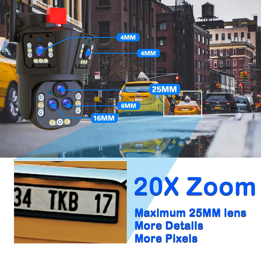 Overscam PTZ Outdoor Überwachungskamera mit 20 MP, 10K Auflösung, 20x Zoom, WiFi und Auto-Tracking für dein Smart Home - Bild 2