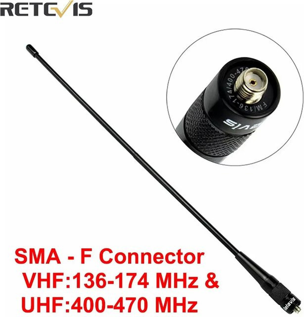 Retevis RHD-771 Walkie-Talkie-Antenne in Schwarz mit SMA-F Anschluss für VHF UHF Dual Band 144/430 MHz kompatibel mit Kenwood, Baofeng UV 5R, Quansheng UV K5, UV K6 und K58 - Bild 1
