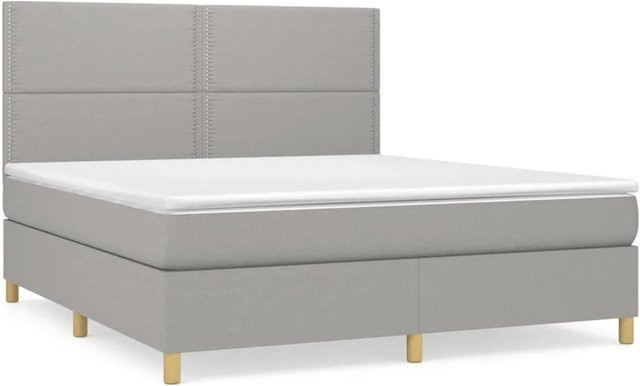 vidaXL Boxspringbett mit Matratze Hybrid-Design in Hellgrau, B/T/H: 180 x 200 x 118 cm - Bild 1