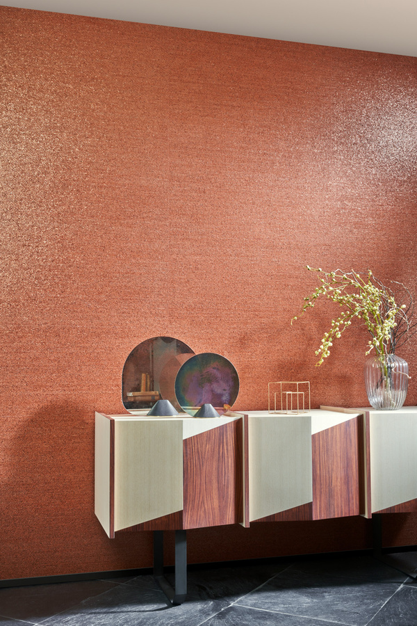 Arte International Wallpaper Shimmer Brick in Braun und Orange mit abstraktem Naturdesign - Bild 1