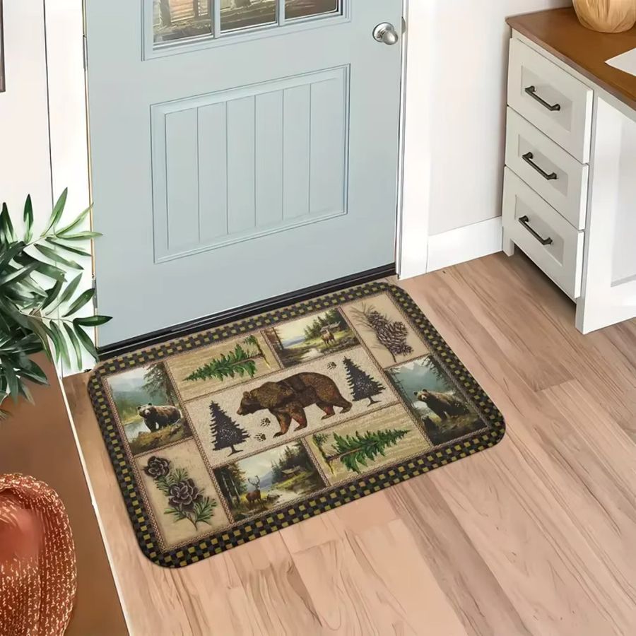 VIKAMA Fußmatte Cool Forest mit schwarzem Bär zur Dekoration für Eingang, Balkon oder Korridor - Bild 4