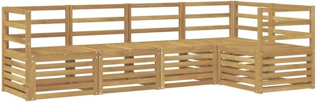 vidaXL Outdoor-Sofagarnitur 5-teilig in Weiß aus Akazienholz mit L-Form, B/T/H: 245 x 126,5 x 73 cm - Bild 1