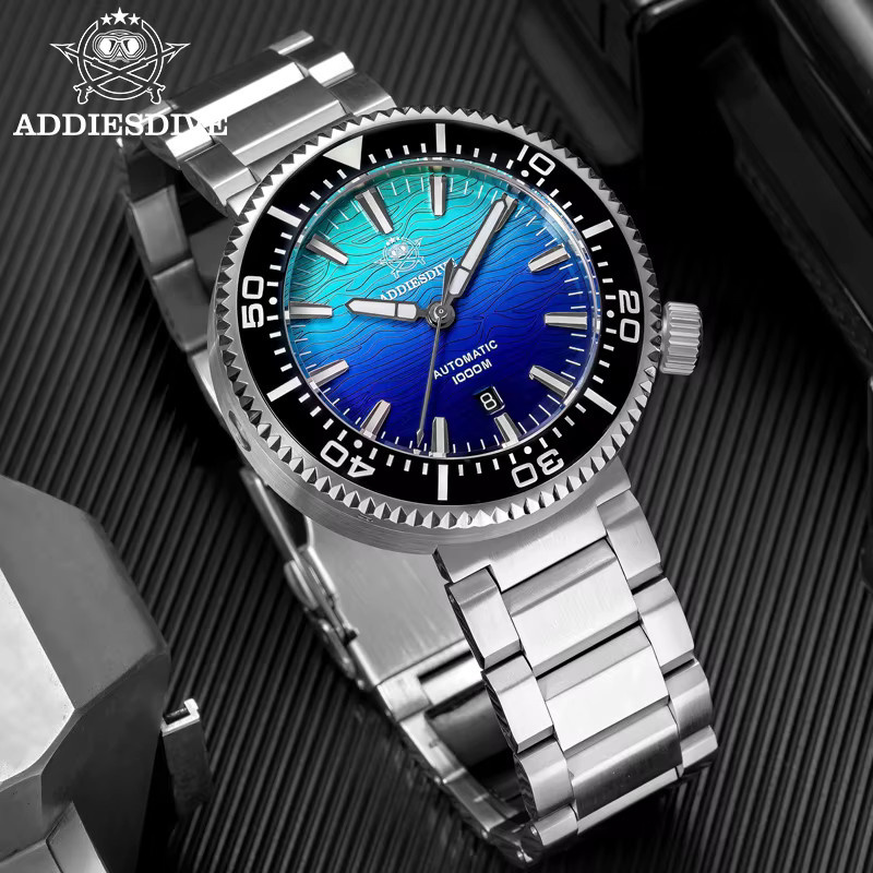 ADDIESDIVE Herrenuhr, Automatik, Edelstahl, Blau, Saphirglas, 100 ATM - Bild 2