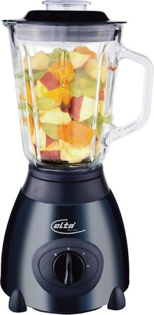 ELTA Germany Glas Standmixer MX-600 in Schwarz mit Edelstahl-Elementen und 1,5 l Behältervolumen