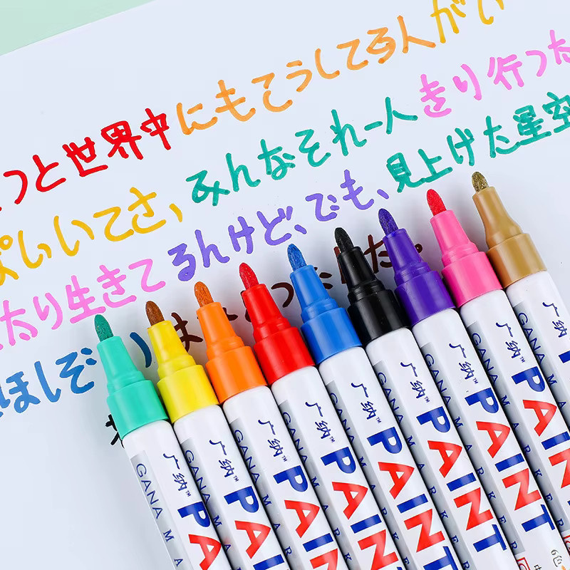 GN Permanentmarker Set mit 12 Farben, wasserfeste Lackstifte für Metall, Stein, Holz, Kunststoff, Glas und Keramik - Bild 3