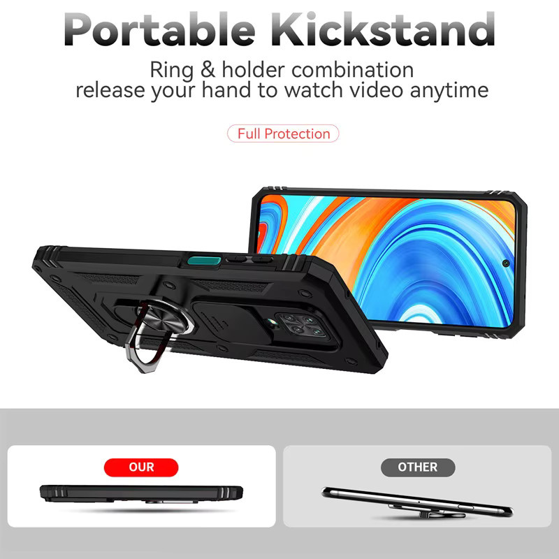 Xiaomi Redmi Note 9S / 9 Pro / 9 Pro Max Schutzhülle mit magnetischem Ring und Stoßfestigkeit in Schwarz oder Blau - Bild 4