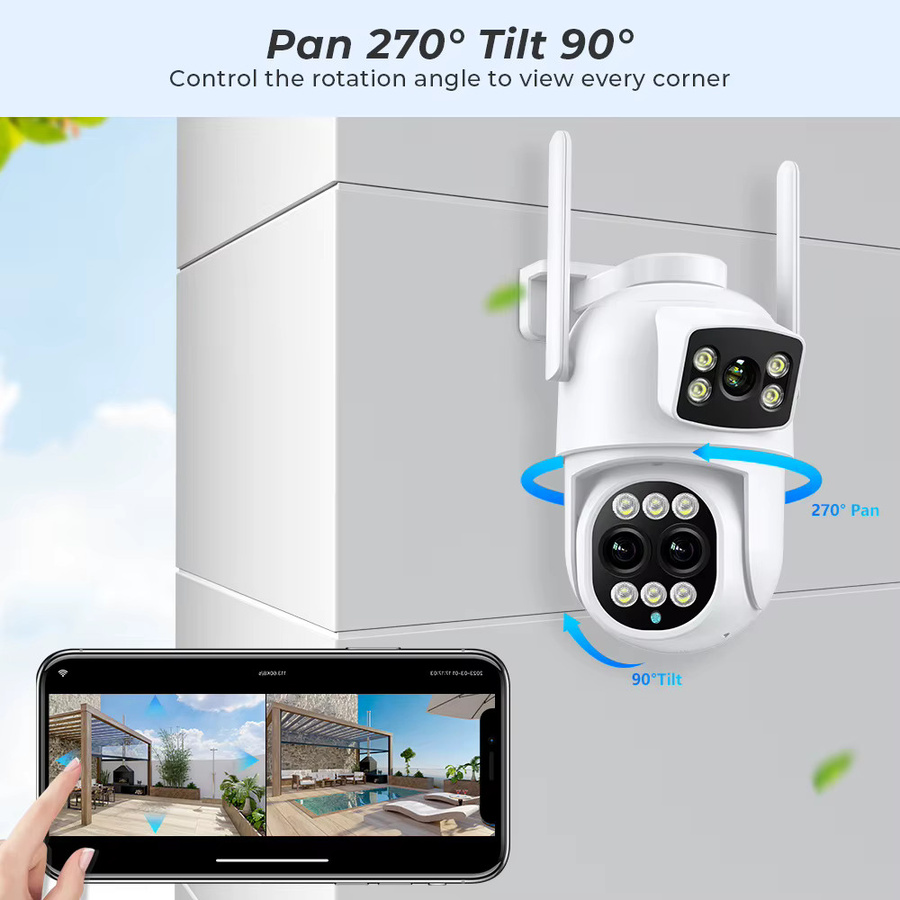 BESDER PTZ WiFi Überwachungskamera mit Dual Screen, 9 MP, 8x digitalem Zoom, menschlicher Erkennung und ICSee App, Weiß - Bild 3