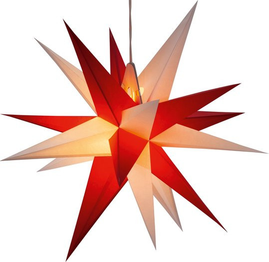 Großer Annaberger Faltstern von Buchbinderei Kraft in Rot und Weiß zum Aufhängen - Bild 1
