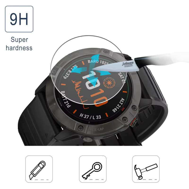 Displayschutzfolie aus gehärtetem Glas für Garmin Smartwatches, transparent - Bild 2
