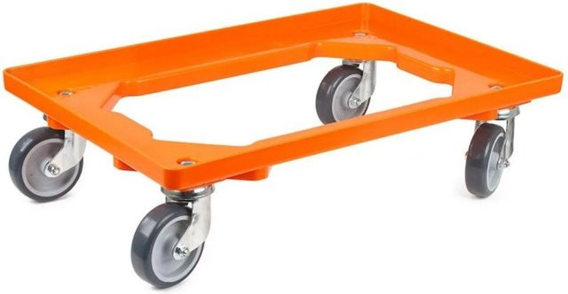 PROREGAL Transportroller für Euroboxen in Orange mit Gummirädern und offenem Deck, Traglast 300 kg - Bild 1