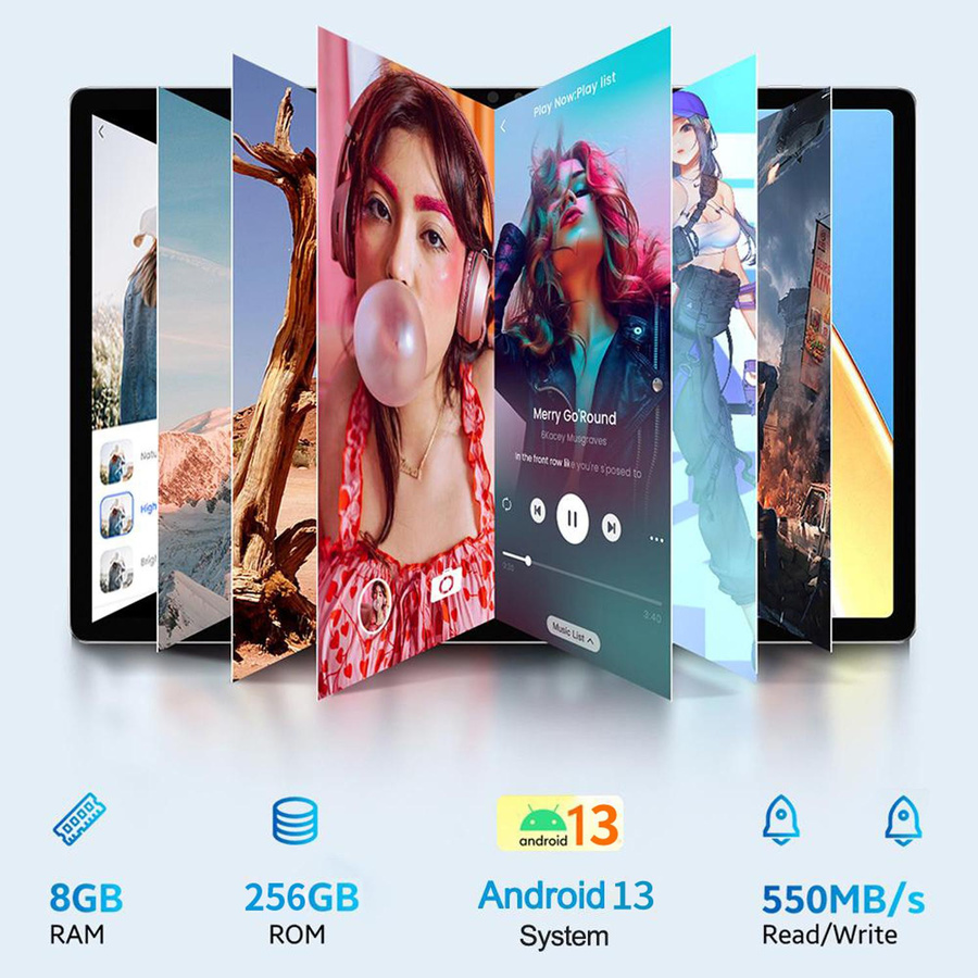 BDF P50 Tablet mit 10,1 Zoll HD IPS Bildschirm, Android 13, 8GB RAM, 256GB Speicher, 3G/4G Netzwerk, 8000mAh Akku, Grün - Bild 3