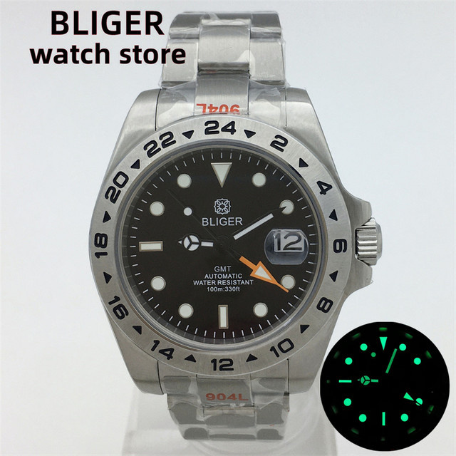 BLIGER Armbanduhr, Automatik, Edelstahl, 40 mm, Herren, schwarzes Zifferblatt - Bild 1