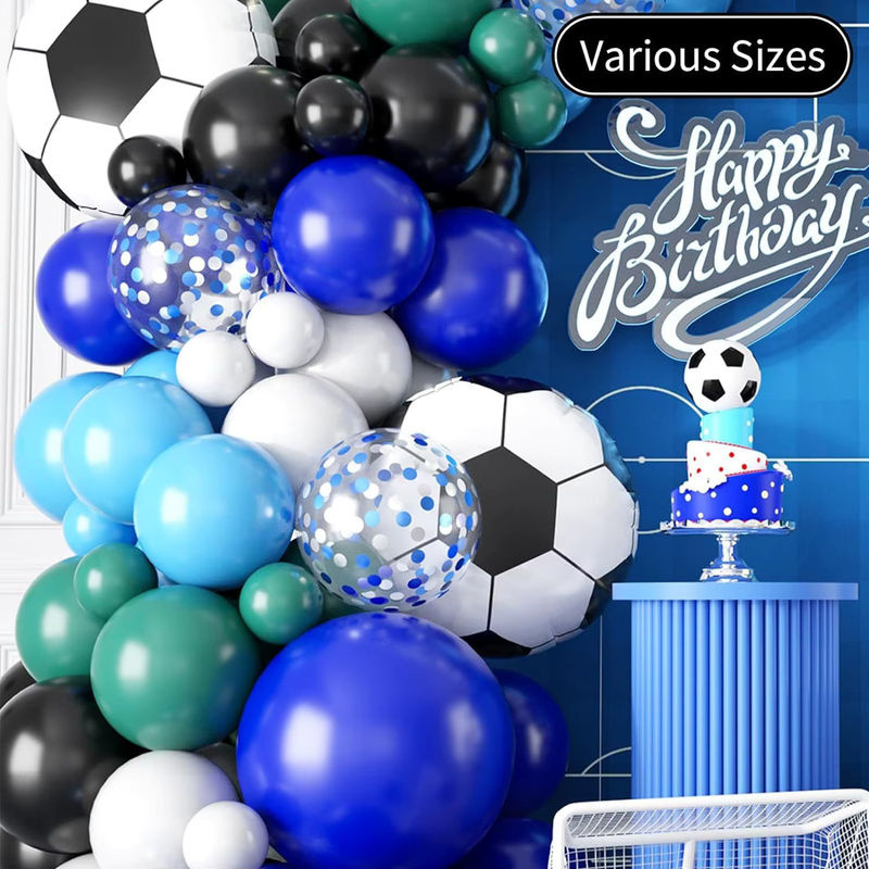 116-teiliges Ballonset mit Fußballmotiv in Blau für deine Geburtstagsdekoration und Ballonbogen-Set - Bild 5
