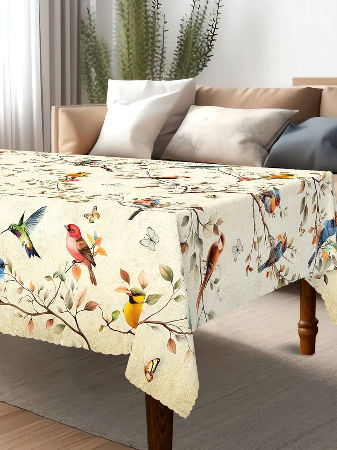 Visect Tischdecke Set aus Polyester mit Herbst-Vogel- und Schmetterlingsmuster, 1 runde Tischdecke und 4 selbstklebende Tischdecken mit Vogelmotiven - Bild 5