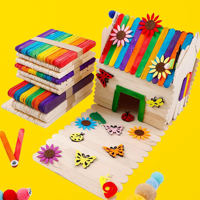 50 Stück natürliche Holzstäbchen aus Holz für kreatives DIY-Basteln und Kinderhandwerk in Mehrfarbig - Bild 2