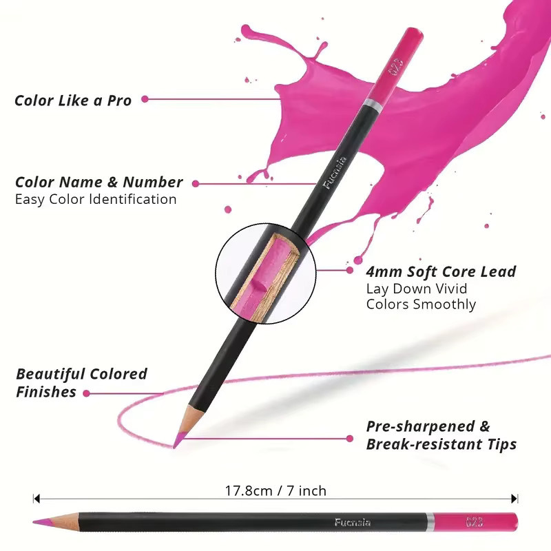 Professionelles Buntstift-Set für Erwachsene mit 72 Farben und weichem Kern zum Zeichnen, Skizzieren und Schattieren in Multicolour - Bild 4