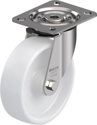 Blickle LX-PO 125XR Lenkrolle aus Edelstahl mit weißem Kunststoffrad, Rad-Durchmesser: 125 mm, Tragfähigkeit: 250 kg - Bild 1