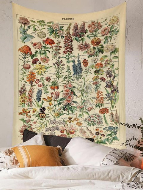 VIKAMA Wandteppich im französischen Stil mit floralem Pflanzenmotiv in Multicolour als Vintage-Dekoration - Bild 1
