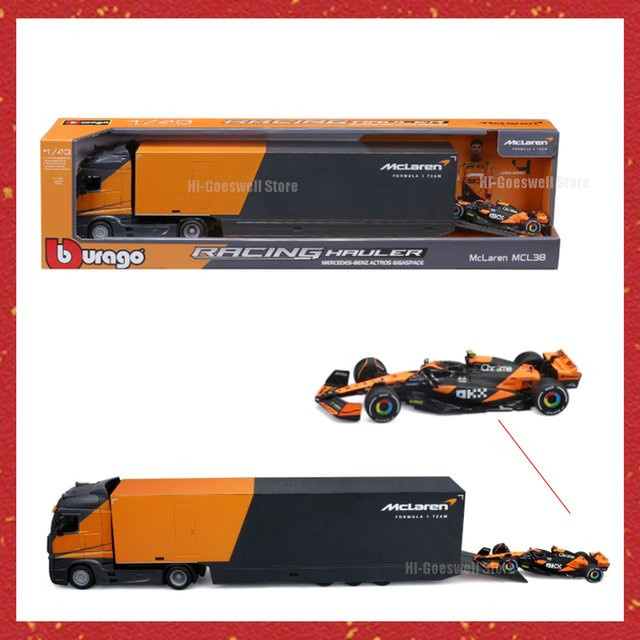 Bburago McLaren F1 Mcl38 Norris Ferrari Transportfahrzeug-Set, 1:43, Set / Bundle - Bild 1