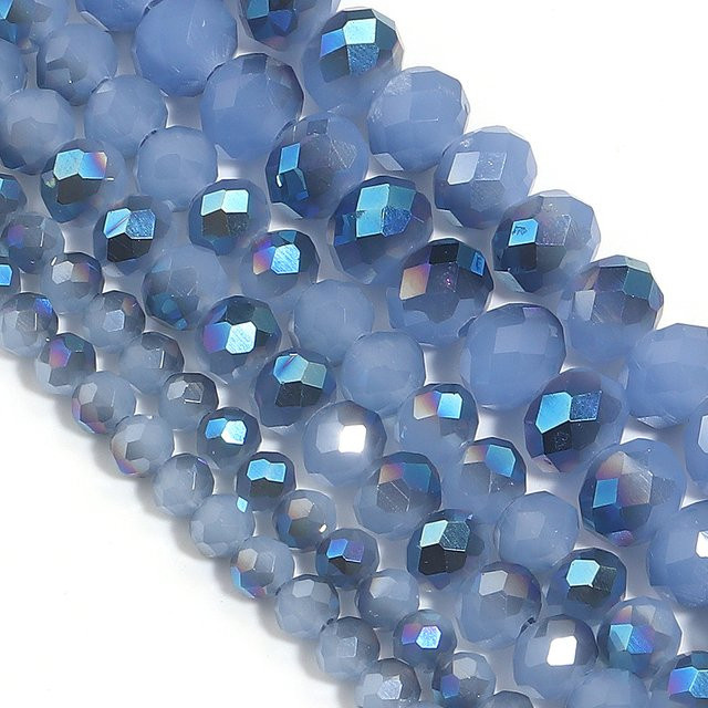 lingsai Rondell-Abstandhalterperlen, Tschechische Glas-Jade, Hellblau-grau, 4/6/8mm - Bild 1