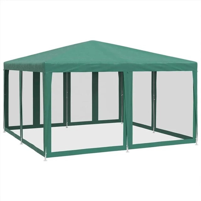 vidaXL Partyzelt mit 8 Mesh-Seitenteilen in Grün, B/T/H: 400 x 400 x 268 cm - Bild 1
